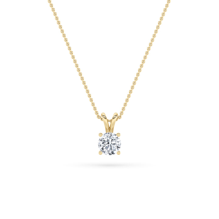 1Cttw Round Shaped Lab Grown Diamond (F/VS) SplitBale Solitaire Pendant in 14K Gold