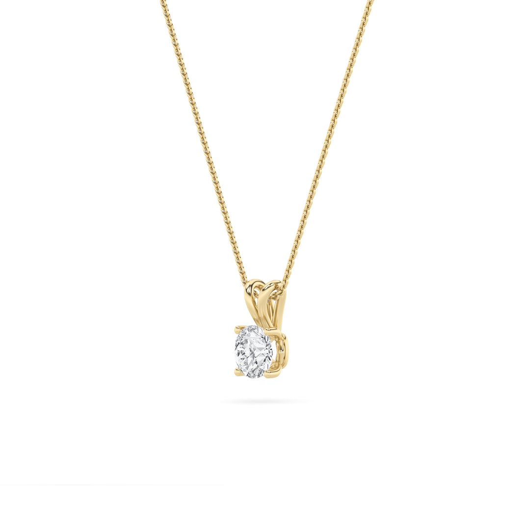 1Cttw Round Shaped Lab Grown Diamond (F/VS) SplitBale Solitaire Pendant in 14K Gold