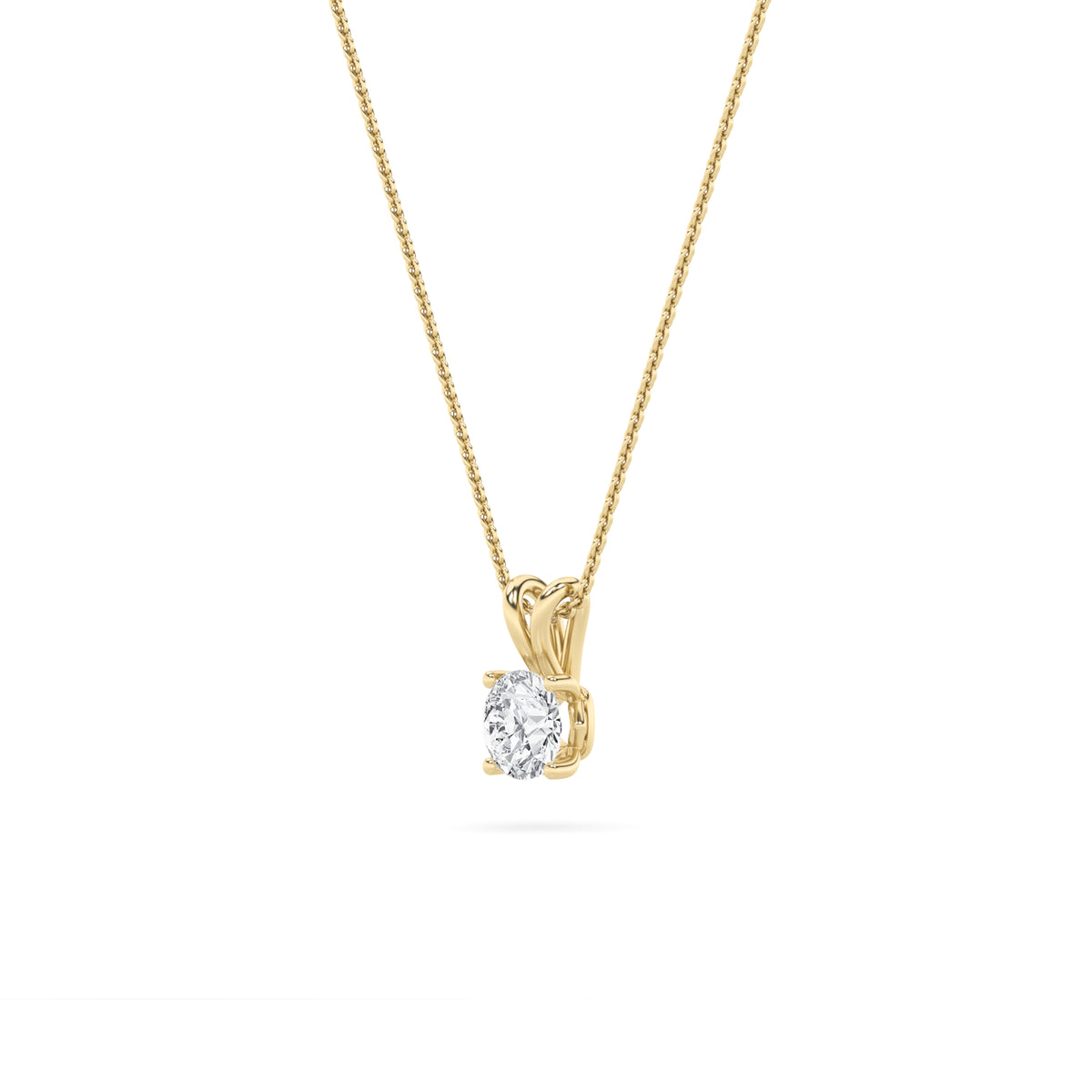 1Cttw Round Shaped Lab Grown Diamond (F/VS) SplitBale Solitaire Pendant in 14K Gold