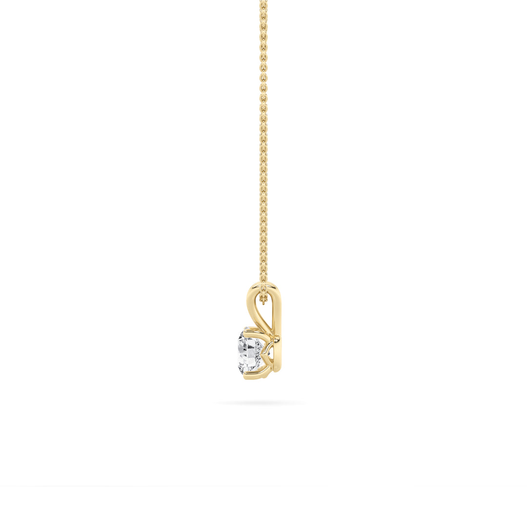 1Cttw Round Shaped Lab Grown Diamond (F/VS) SplitBale Solitaire Pendant in 14K Gold