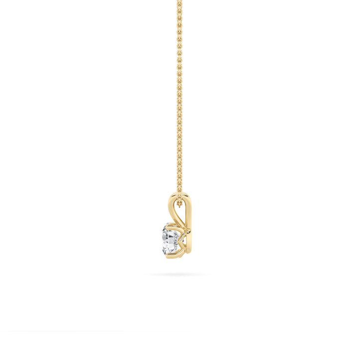 1Cttw Round Shaped Lab Grown Diamond (F/VS) SplitBale Solitaire Pendant in 14K Gold