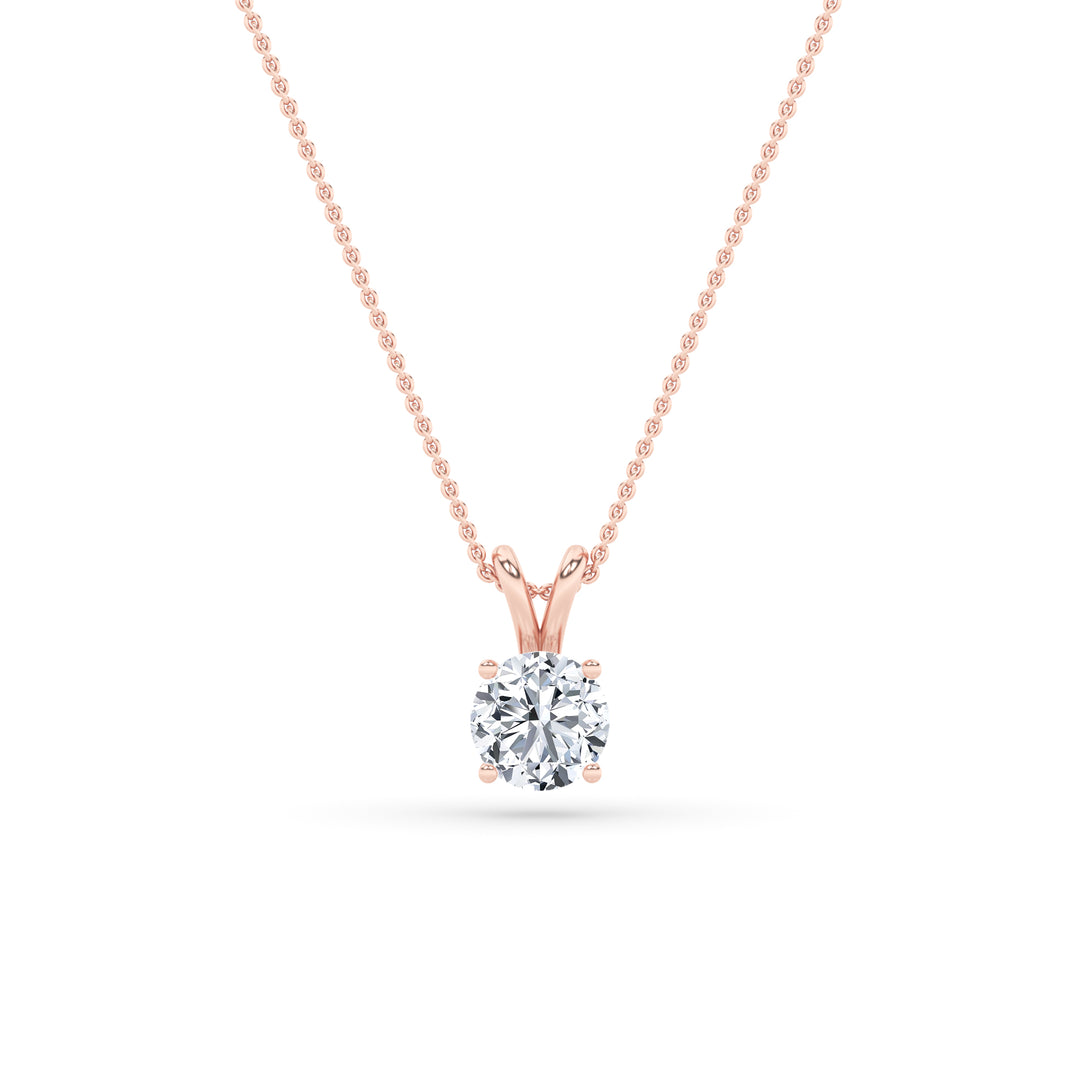 1Cttw Round Shaped Lab Grown Diamond (F/VS) SplitBale Solitaire Pendant in 14K Gold