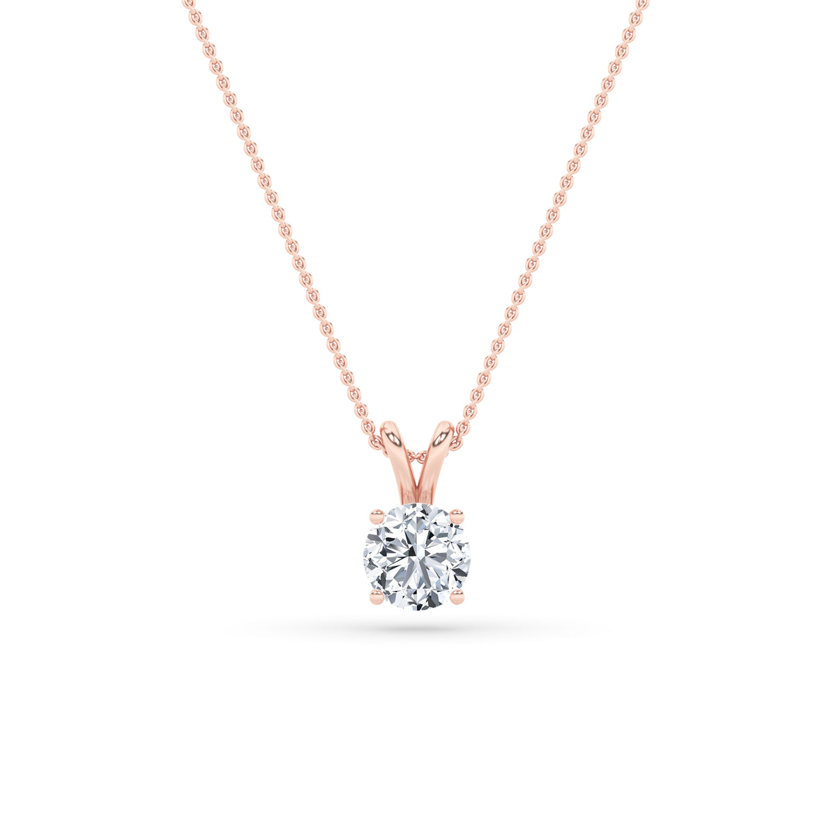 1Cttw Round Shaped Lab Grown Diamond (F/VS) SplitBale Solitaire Pendant in 14K Gold