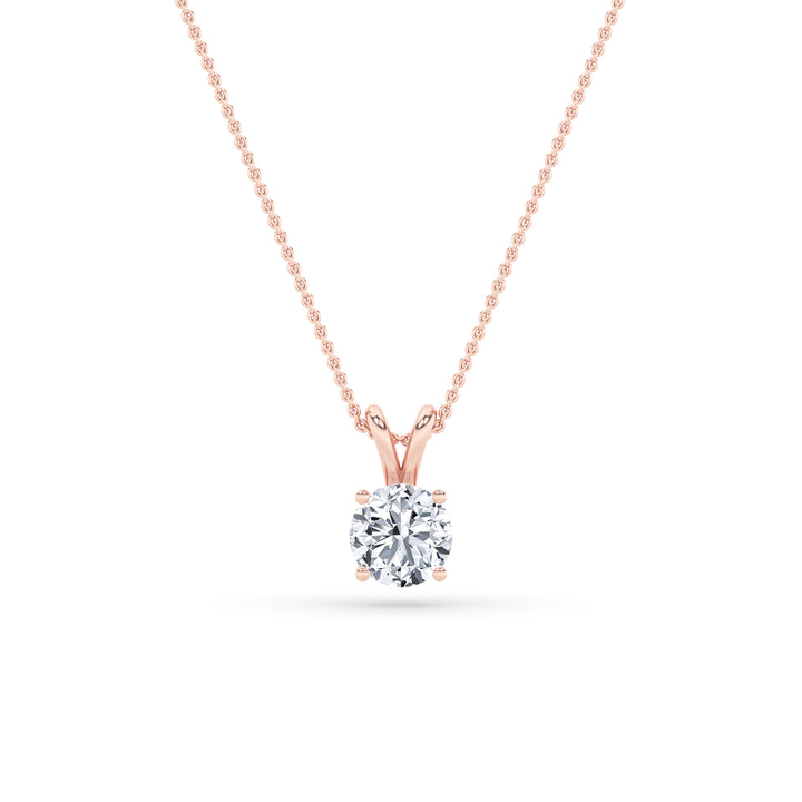 1Cttw Round Shaped Lab Grown Diamond (F/VS) SplitBale Solitaire Pendant in 14K Gold