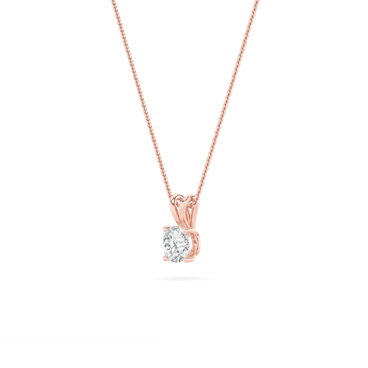 1Cttw Round Shaped Lab Grown Diamond (F/VS) SplitBale Solitaire Pendant in 14K Gold