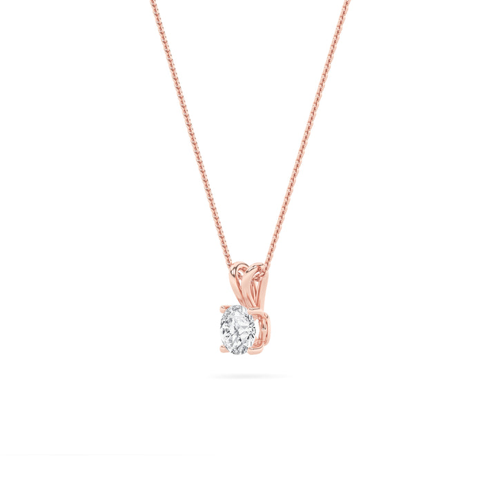 1Cttw Round Shaped Lab Grown Diamond (F/VS) SplitBale Solitaire Pendant in 14K Gold