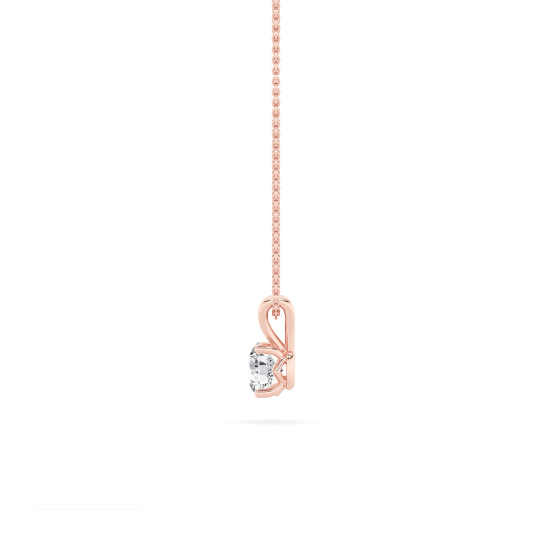 1Cttw Round Shaped Lab Grown Diamond (F/VS) SplitBale Solitaire Pendant in 14K Gold