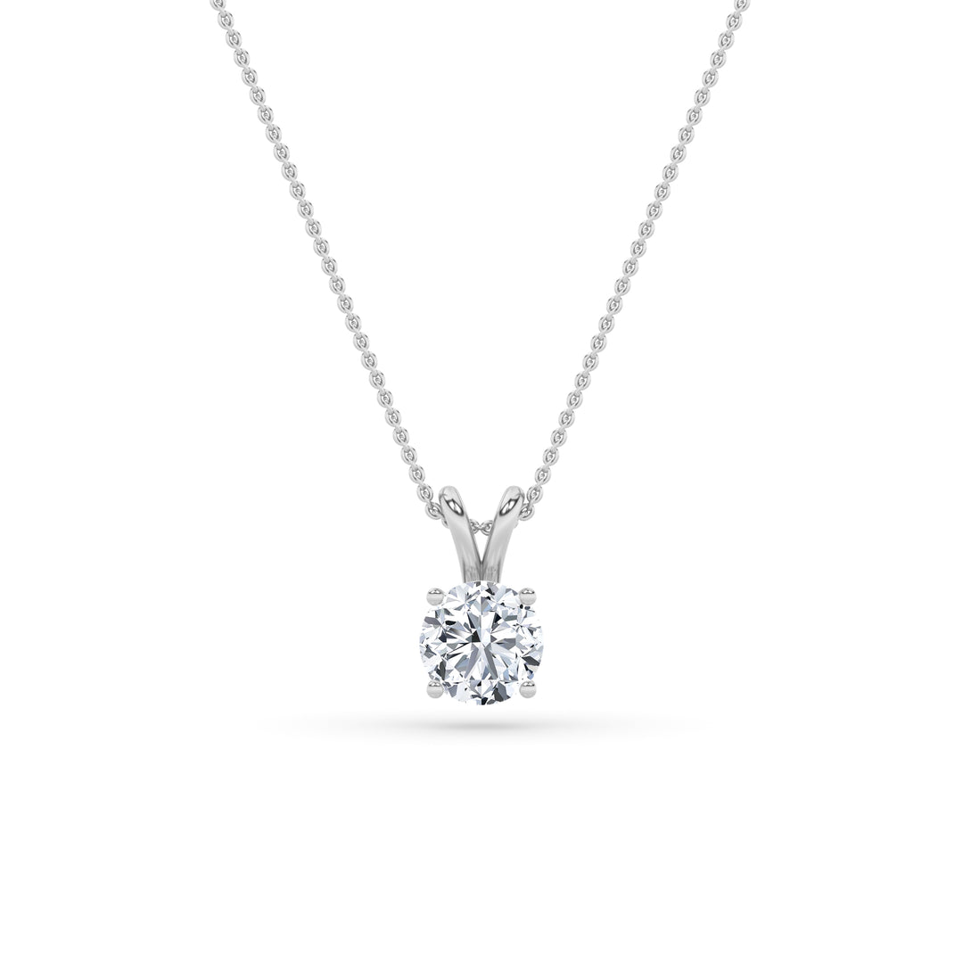 2Cttw Round Shaped Lab Grown Diamond (F/VS) SplitBale Solitaire Pendant in 14K Gold