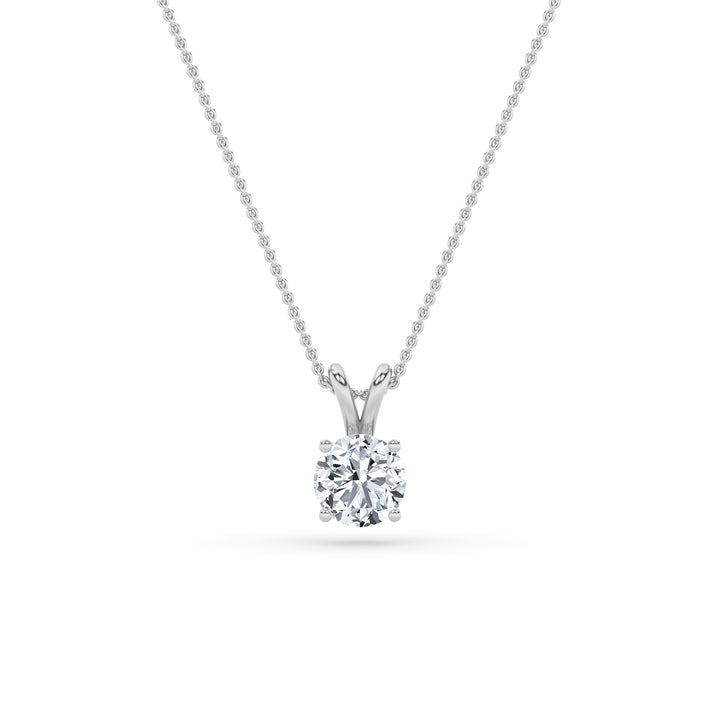 2Cttw Round Shaped Lab Grown Diamond (F/VS) SplitBale Solitaire Pendant in 14K Gold