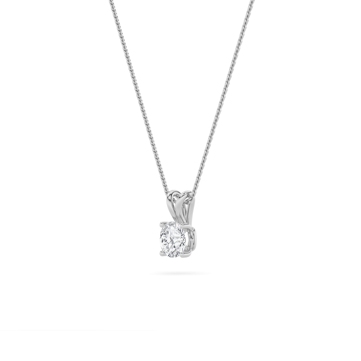 2Cttw Round Shaped Lab Grown Diamond (F/VS) SplitBale Solitaire Pendant in 14K Gold
