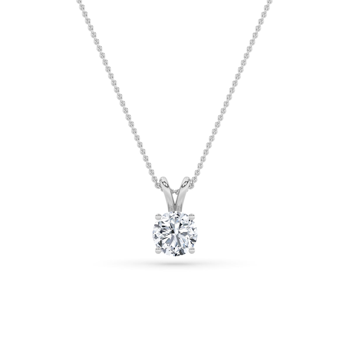 3Cttw Round Shaped Lab Grown Diamond (F/VS) SplitBale Solitaire Pendant in 14K Gold