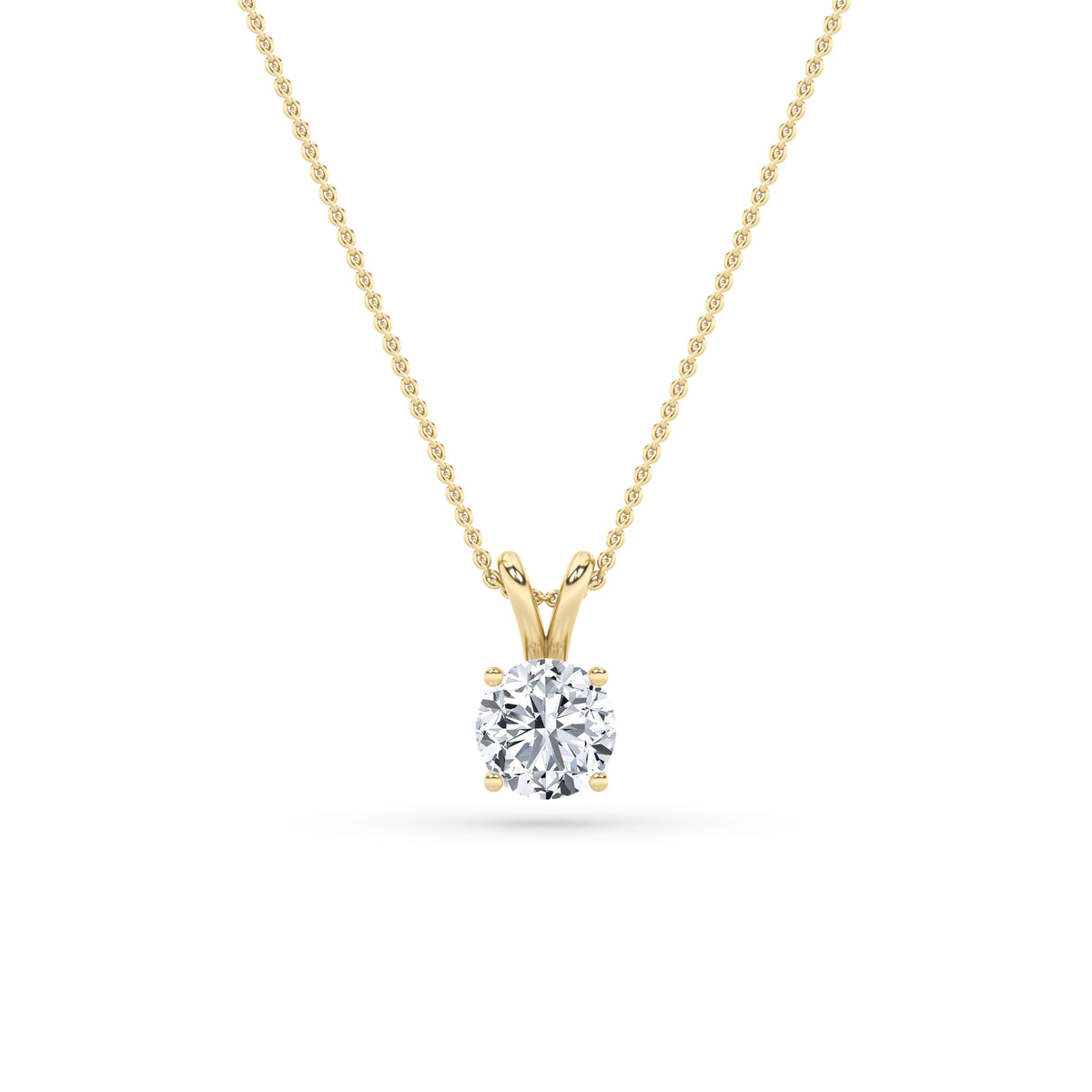 3Cttw Round Shaped Lab Grown Diamond (F/VS) SplitBale Solitaire Pendant in 14K Gold
