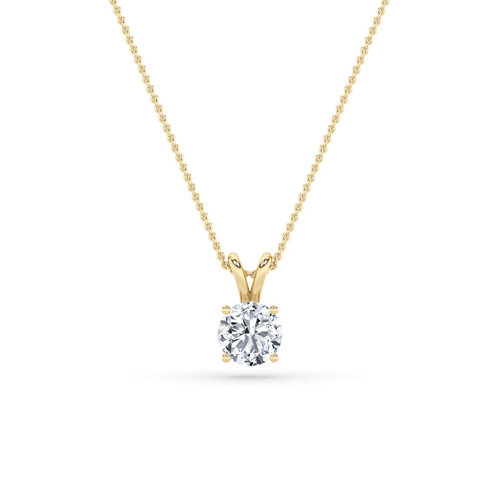 3Cttw Round Shaped Lab Grown Diamond (F/VS) SplitBale Solitaire Pendant in 14K Gold