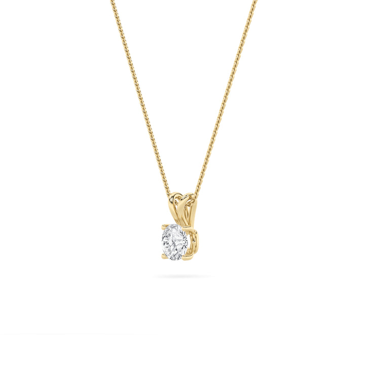 3Cttw Round Shaped Lab Grown Diamond (F/VS) SplitBale Solitaire Pendant in 14K Gold