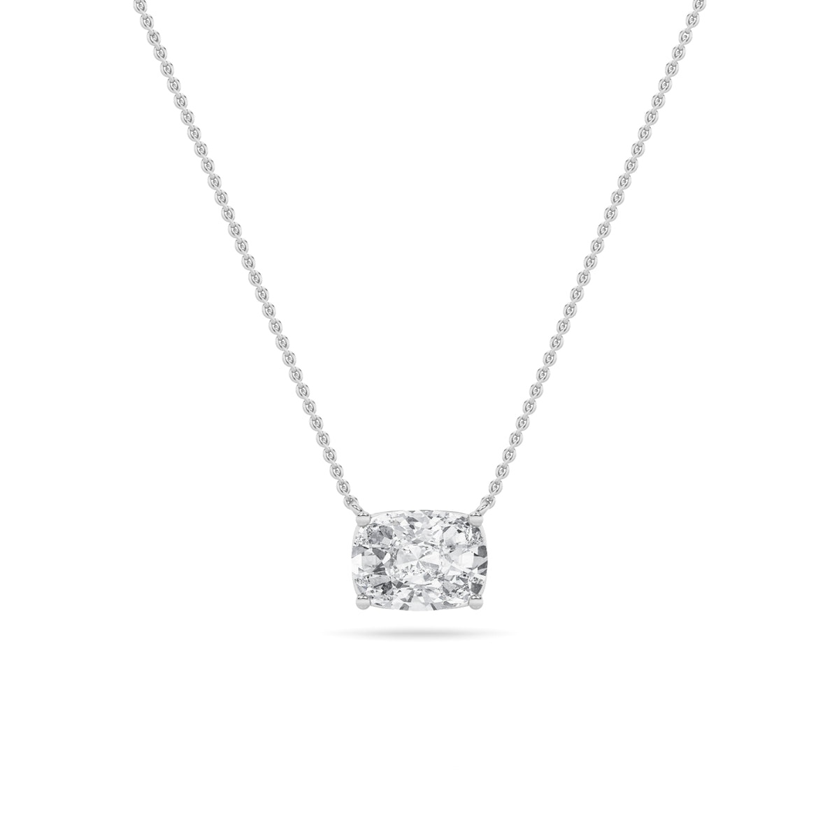 1Cttw Elongated Cushion Shaped Lab Grown Diamond (F/VS) East West Solitaire Necklace in 14K Gold