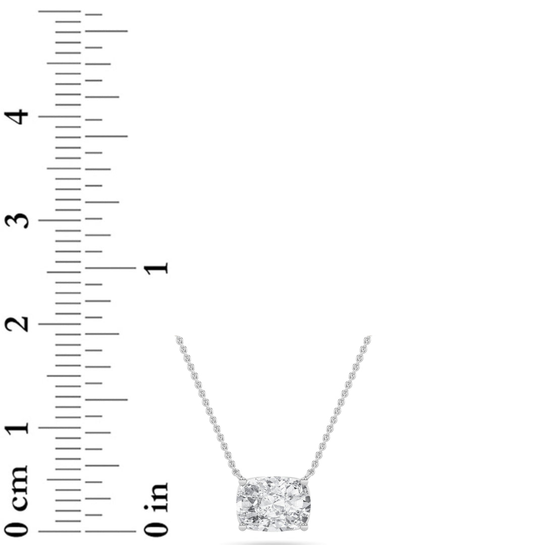 1Cttw Elongated Cushion Shaped Lab Grown Diamond (F/VS) East West Solitaire Necklace in 14K Gold