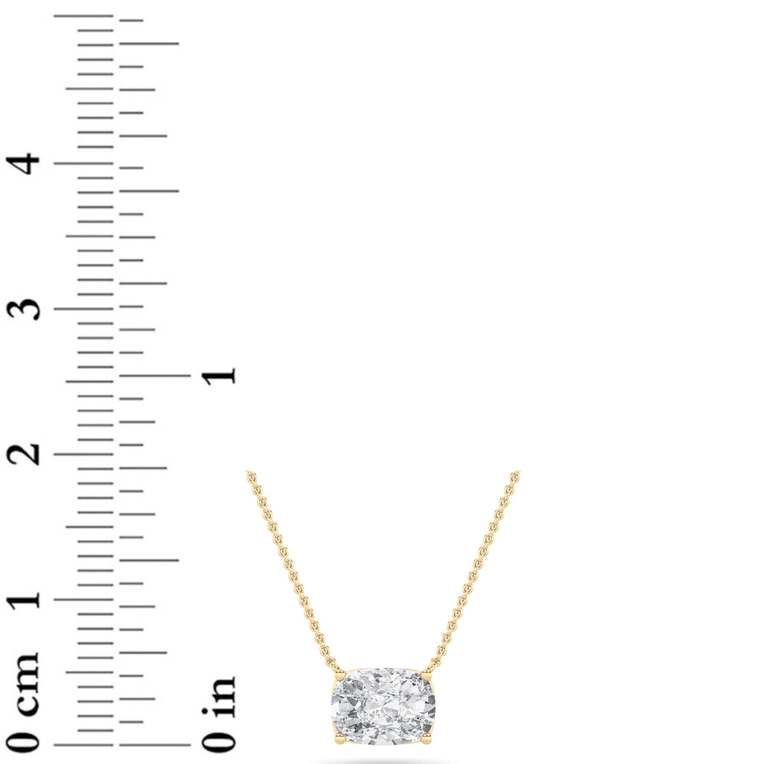 1Cttw Elongated Cushion Shaped Lab Grown Diamond (F/VS) East West Solitaire Necklace in 14K Gold