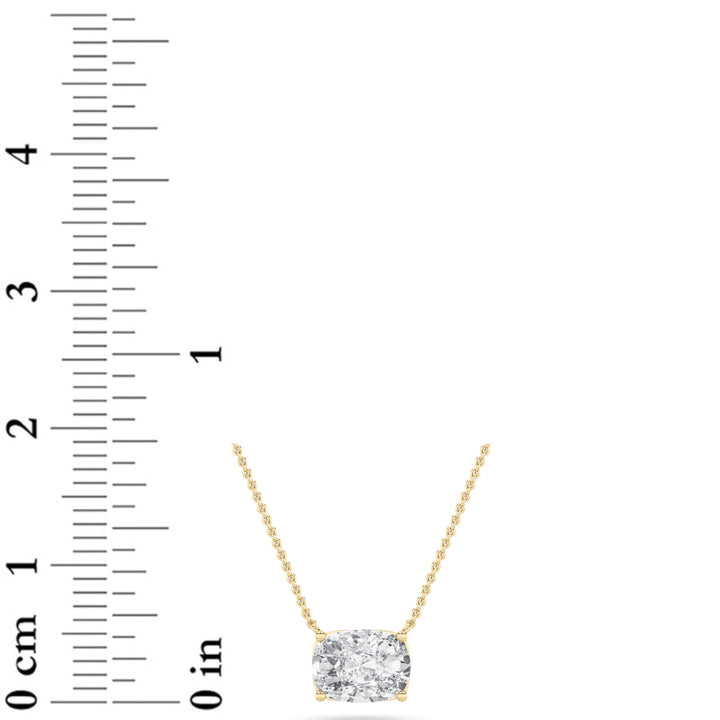 1Cttw Elongated Cushion Shaped Lab Grown Diamond (F/VS) East West Solitaire Necklace in 14K Gold
