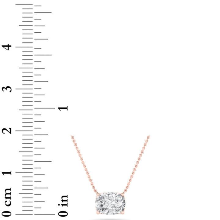 1Cttw Elongated Cushion Shaped Lab Grown Diamond (F/VS) East West Solitaire Necklace in 14K Gold