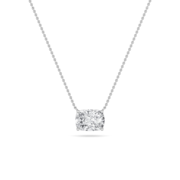 2Cttw Elongated Cushion Shaped Lab Grown Diamond (F/VS) East West Solitaire Necklace in 14K Gold