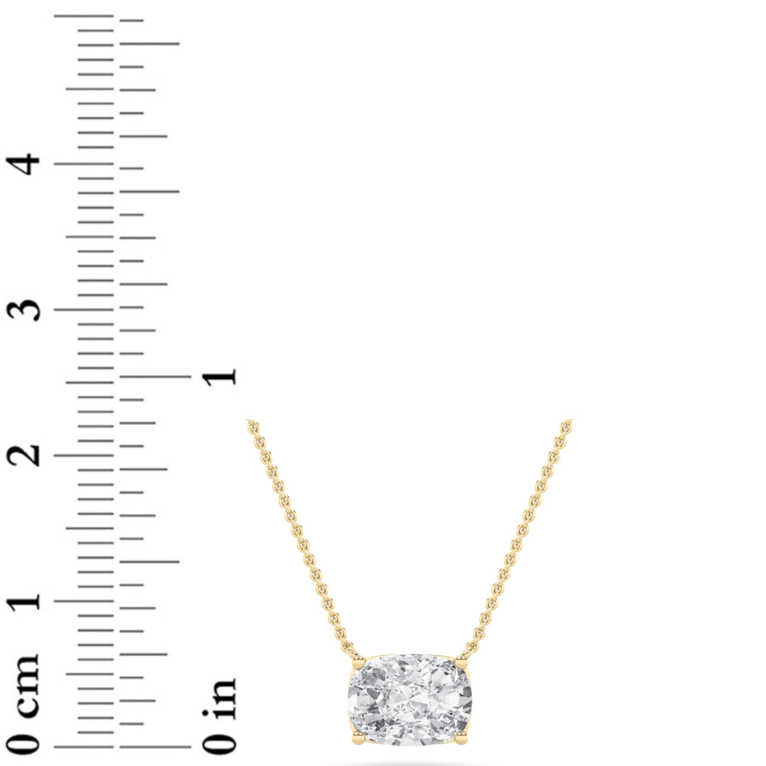 2Cttw Elongated Cushion Shaped Lab Grown Diamond (F/VS) East West Solitaire Necklace in 14K Gold