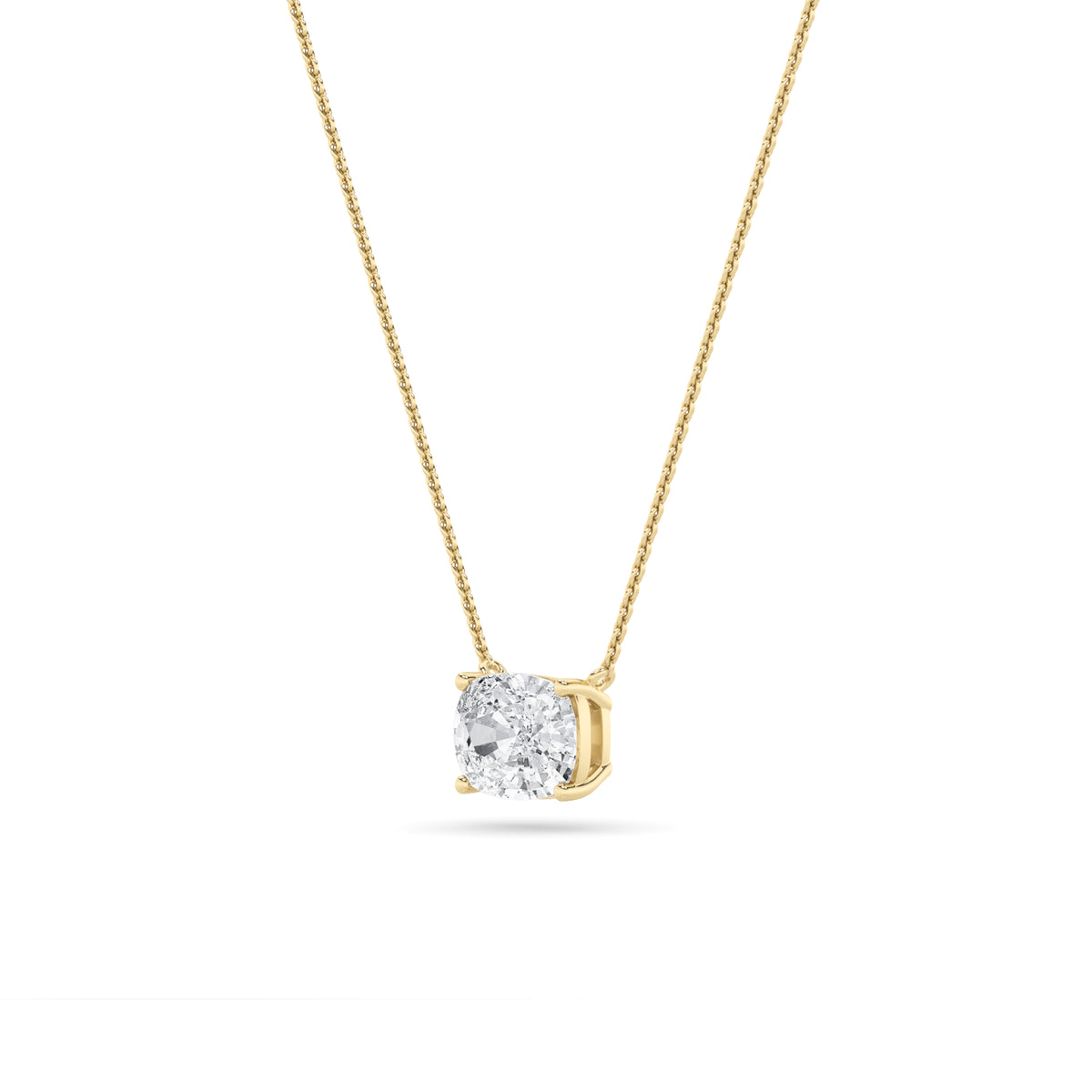 3Cttw Elongated Cushion Shaped Lab Grown Diamond (F/VS) East West Solitaire Necklace in 14K Gold