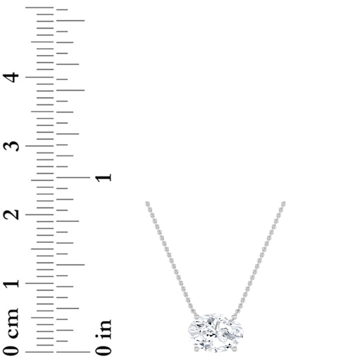 1Cttw Oval Shaped Lab Grown Diamond (F/VS) East West Solitaire Necklace in 14K Gold