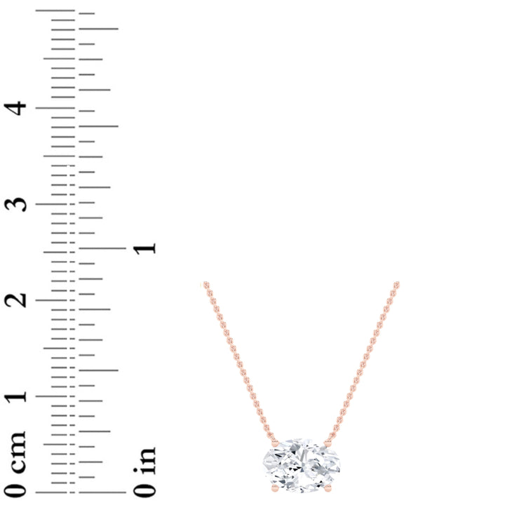 1Cttw Oval Shaped Lab Grown Diamond (F/VS) East West Solitaire Necklace in 14K Gold