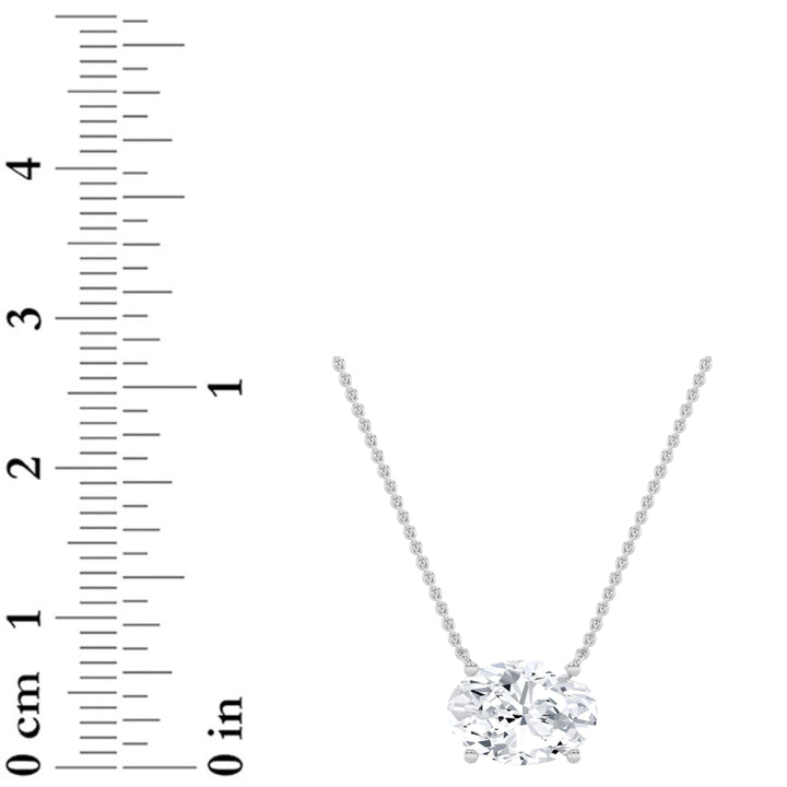 2Cttw Oval Shaped Lab Grown Diamond (F/VS) East West Solitaire Necklace in 14K Gold