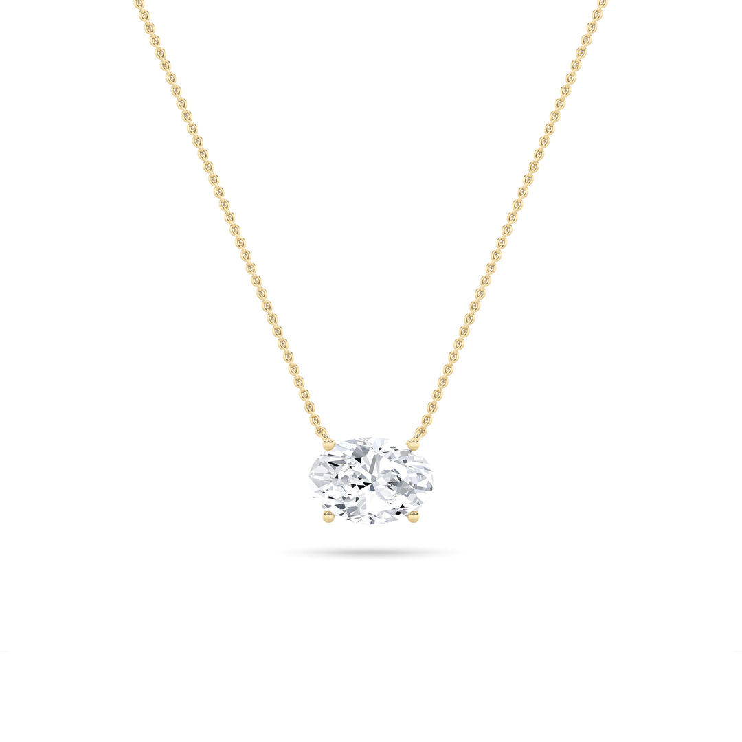 2Cttw Oval Shaped Lab Grown Diamond (F/VS) East West Solitaire Necklace in 14K Gold