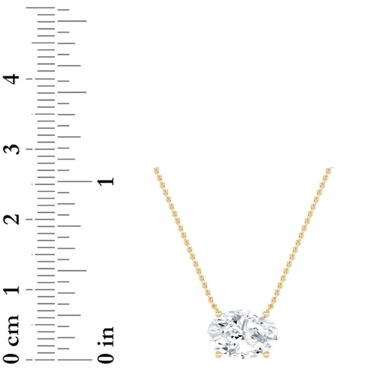 2Cttw Oval Shaped Lab Grown Diamond (F/VS) East West Solitaire Necklace in 14K Gold