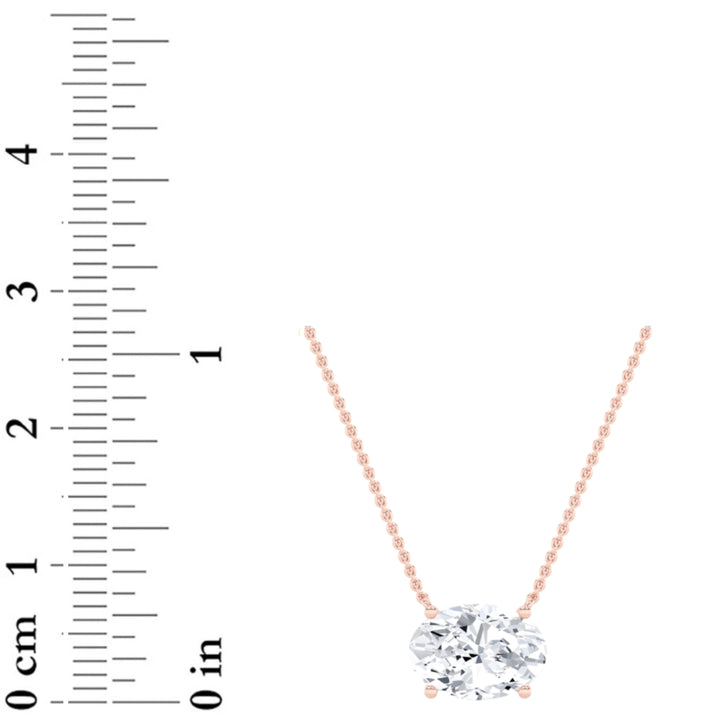 2Cttw Oval Shaped Lab Grown Diamond (F/VS) East West Solitaire Necklace in 14K Gold