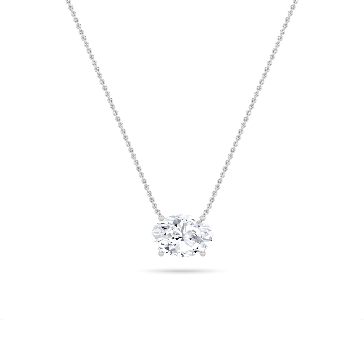 3Cttw Oval Shaped Lab Grown Diamond (F/VS) East West Solitaire Necklace in 14K Gold