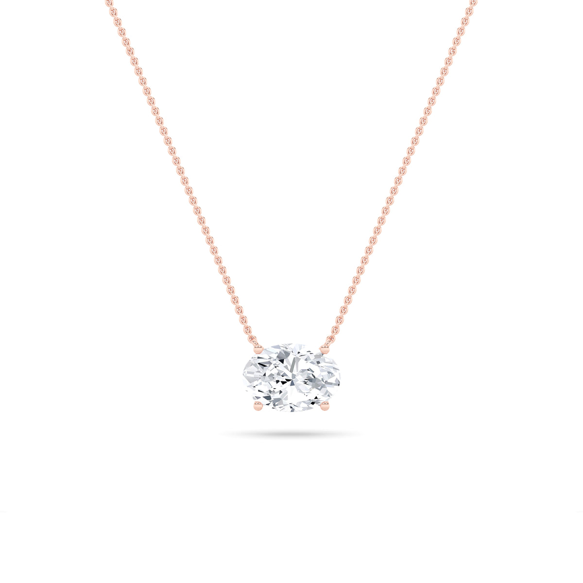 3Cttw Oval Shaped Lab Grown Diamond (F/VS) East West Solitaire Necklace in 14K Gold