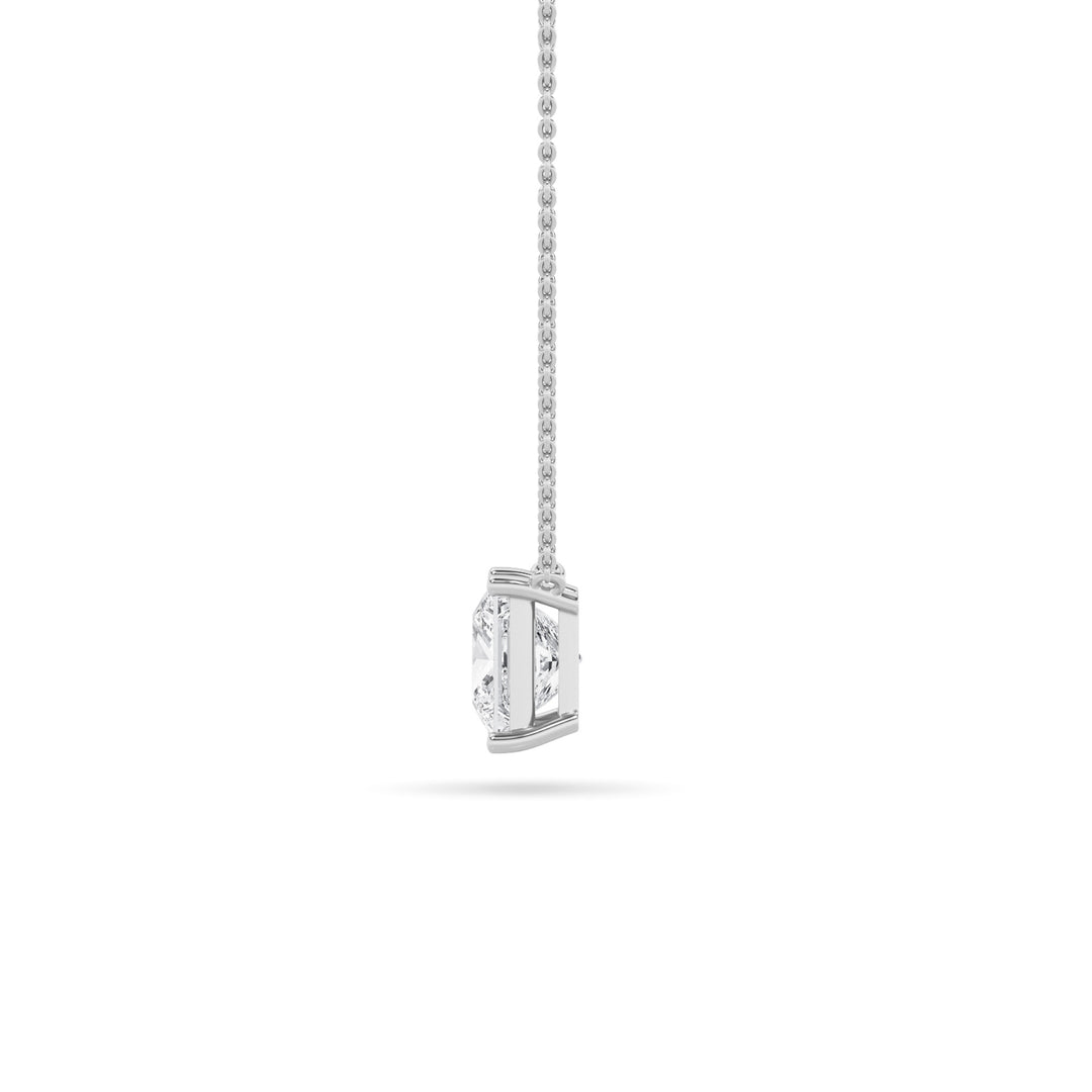 1Cttw Princess Shaped Lab Grown Diamond (F/VS) Solitaire Necklace in 14K Gold