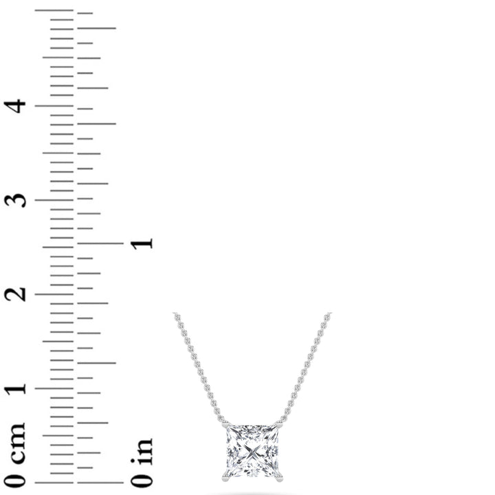 1Cttw Princess Shaped Lab Grown Diamond (F/VS) Solitaire Necklace in 14K Gold