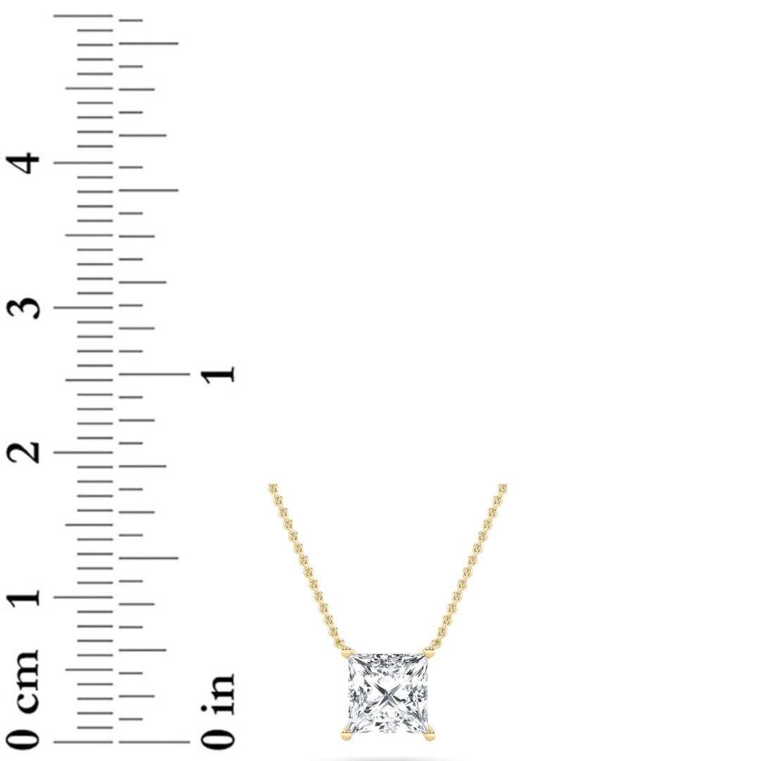 1Cttw Princess Shaped Lab Grown Diamond (F/VS) Solitaire Necklace in 14K Gold