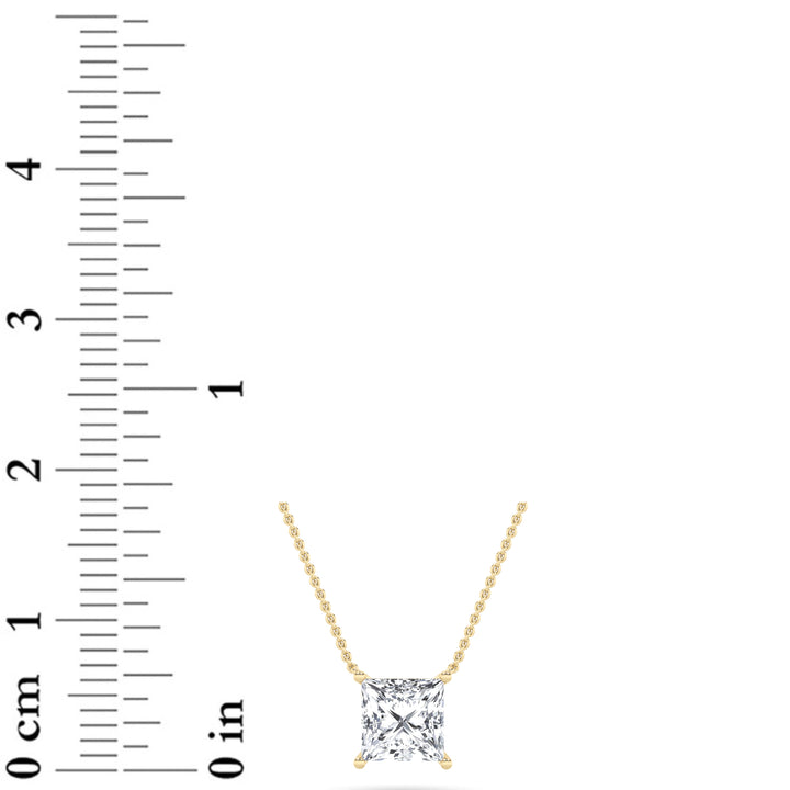 1Cttw Princess Shaped Lab Grown Diamond (F/VS) Solitaire Necklace in 14K Gold