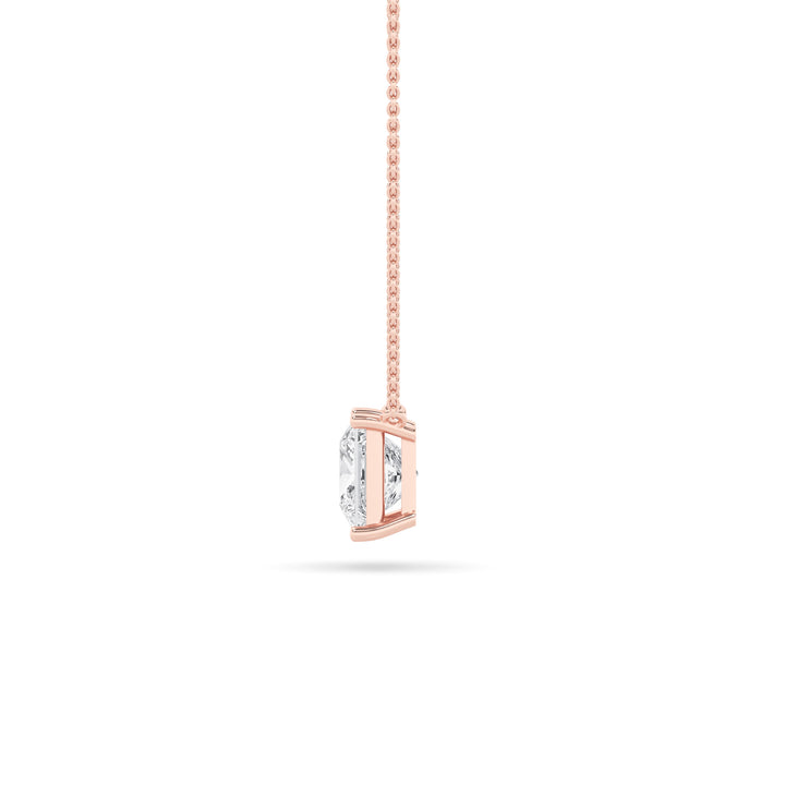 1Cttw Princess Shaped Lab Grown Diamond (F/VS) Solitaire Necklace in 14K Gold