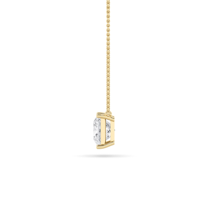 2Cttw Princess Shaped Lab Grown Diamond (F/VS) Solitaire Necklace in 14K Gold