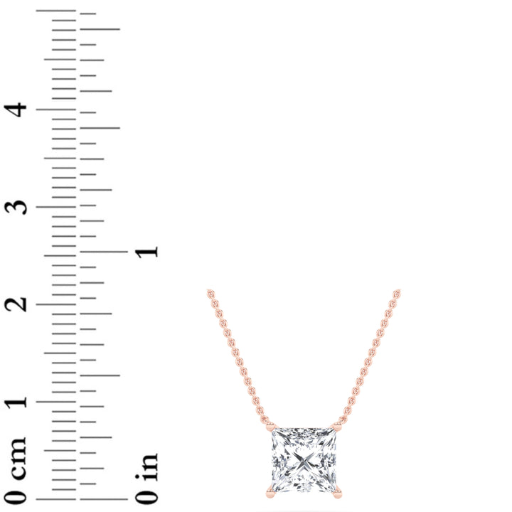 2Cttw Princess Shaped Lab Grown Diamond (F/VS) Solitaire Necklace in 14K Gold