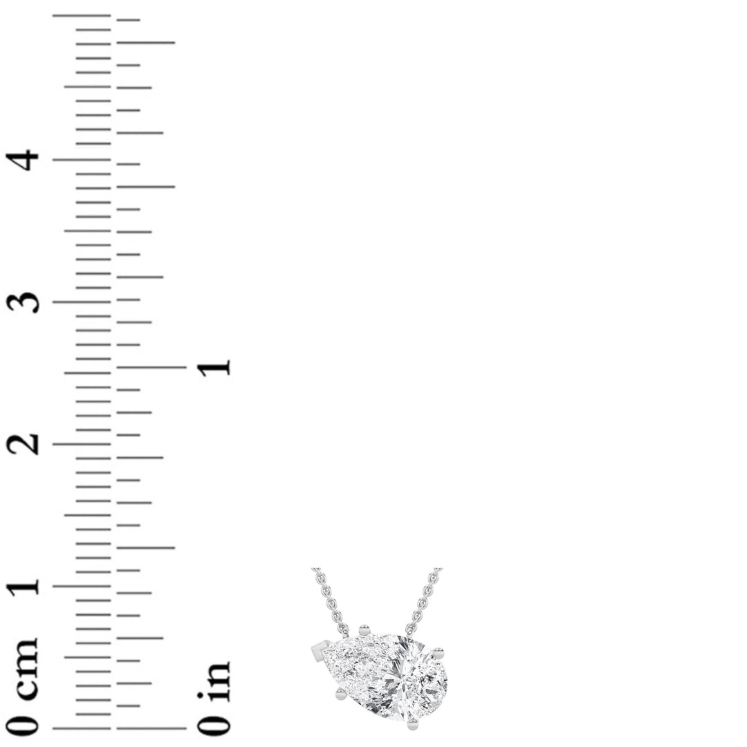 1Cttw Pear Shaped Lab Grown Diamond (F/VS) East West Solitaire Necklace in 14K Gold