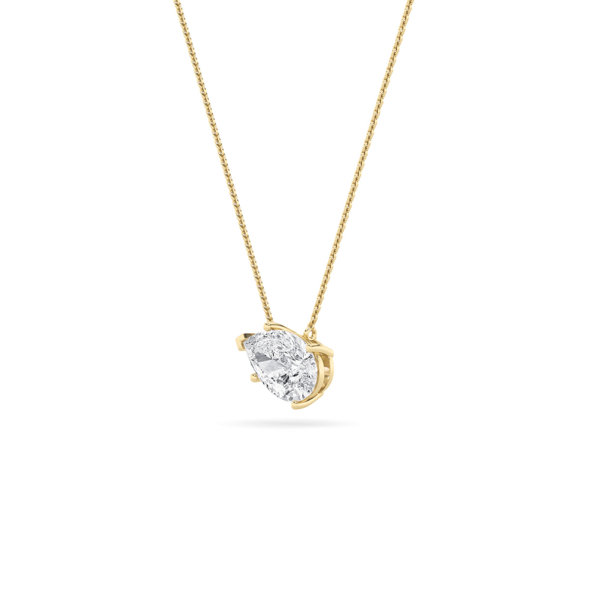 1Cttw Pear Shaped Lab Grown Diamond (F/VS) East West Solitaire Necklace in 14K Gold