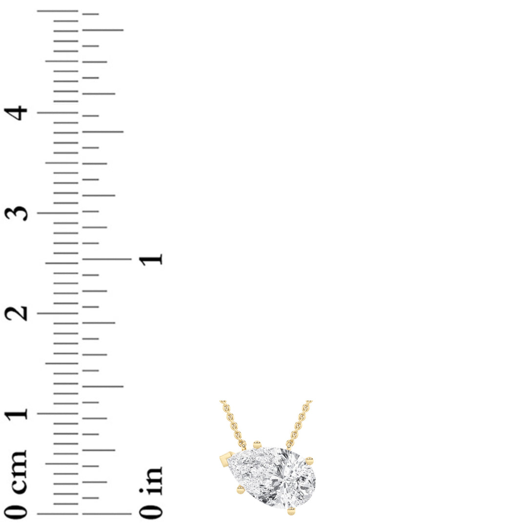 1Cttw Pear Shaped Lab Grown Diamond (F/VS) East West Solitaire Necklace in 14K Gold