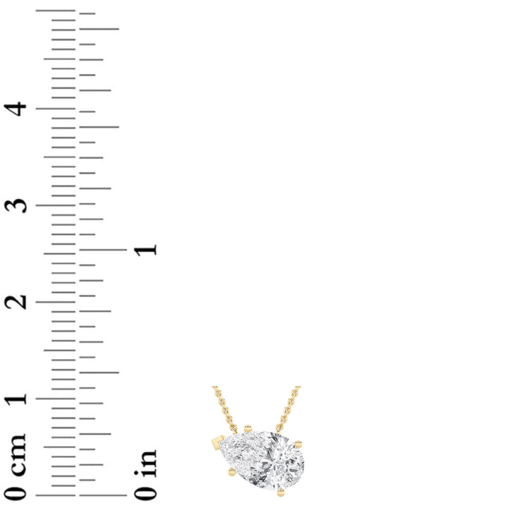 1Cttw Pear Shaped Lab Grown Diamond (F/VS) East West Solitaire Necklace in 14K Gold