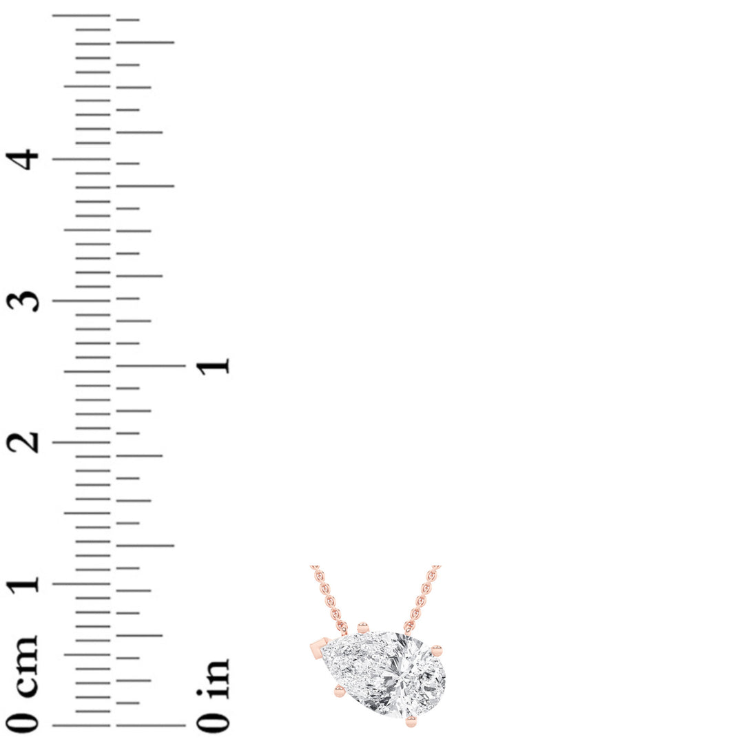 1Cttw Pear Shaped Lab Grown Diamond (F/VS) East West Solitaire Necklace in 14K Gold