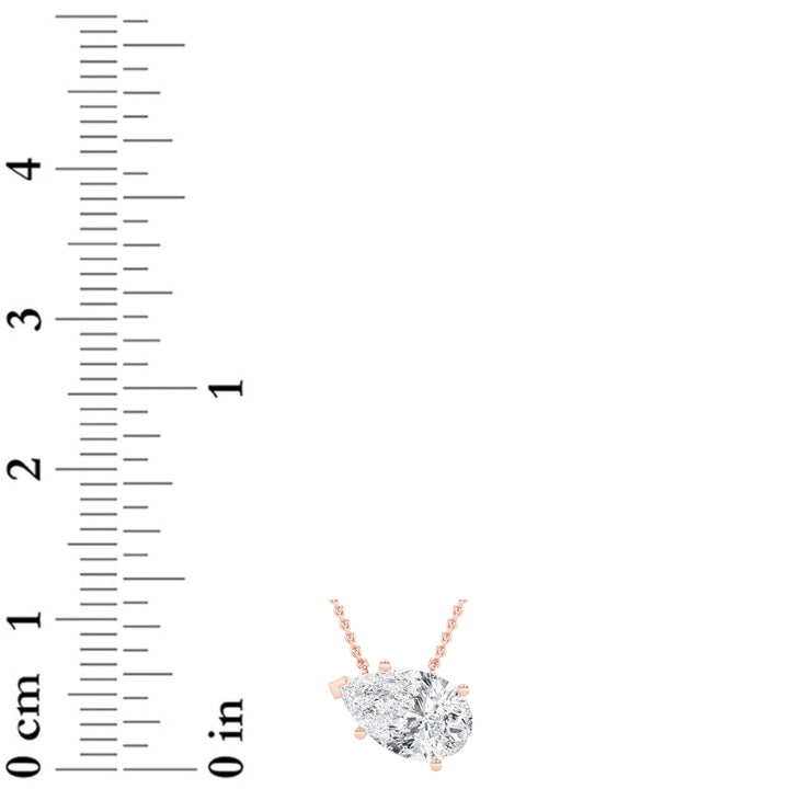 1Cttw Pear Shaped Lab Grown Diamond (F/VS) East West Solitaire Necklace in 14K Gold
