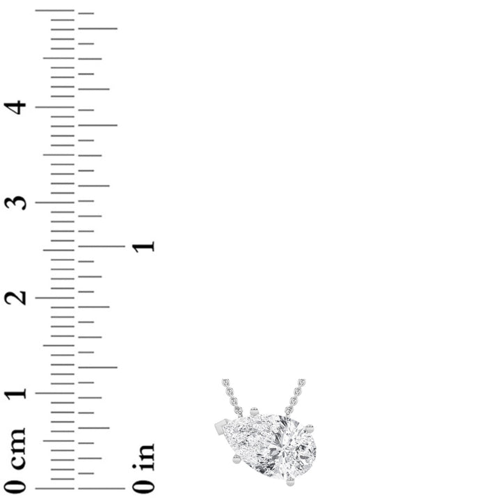 2Cttw Pear Shaped Lab Grown Diamond (F/VS) East West Solitaire Necklace in 14K Gold