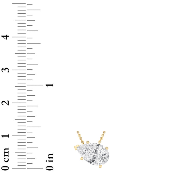 2Cttw Pear Shaped Lab Grown Diamond (F/VS) East West Solitaire Necklace in 14K Gold
