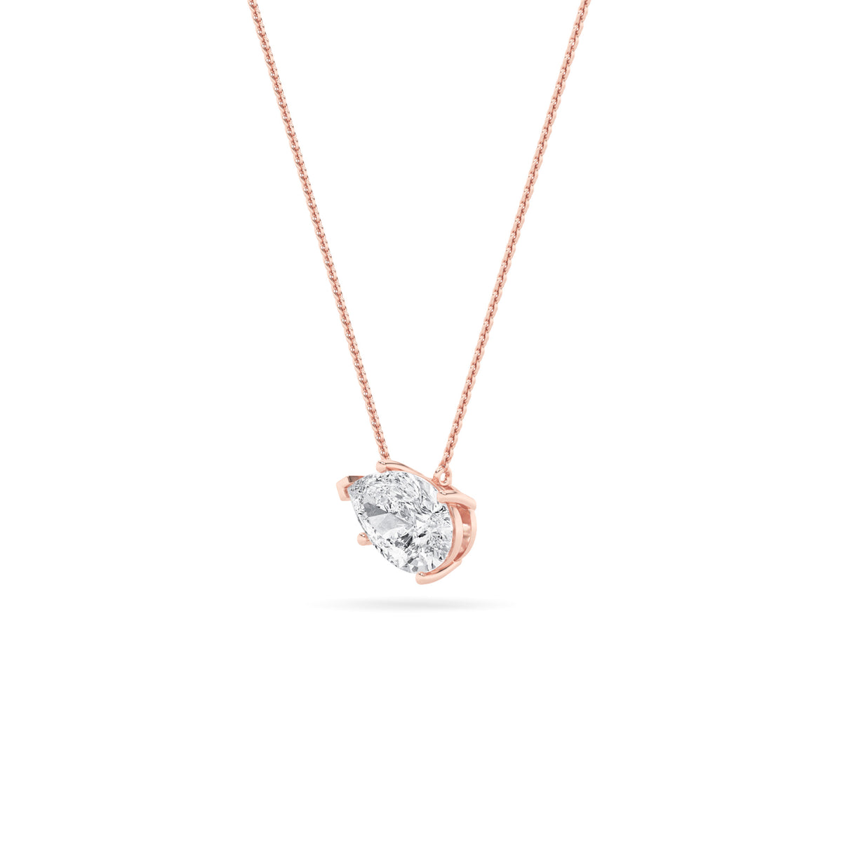 2Cttw Pear Shaped Lab Grown Diamond (F/VS) East West Solitaire Necklace in 14K Gold